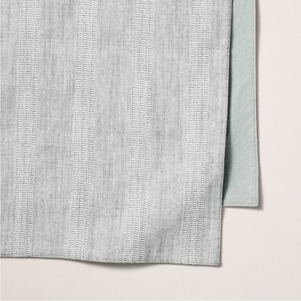 HEARTH & HAND NWT chambray stripe woven table runner -green -20x90